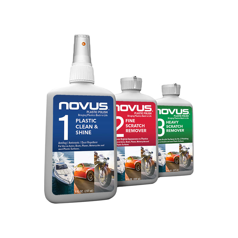 Novus Plastic Polish Kit with One Each #1, #2, #3, 64oz. Jugs