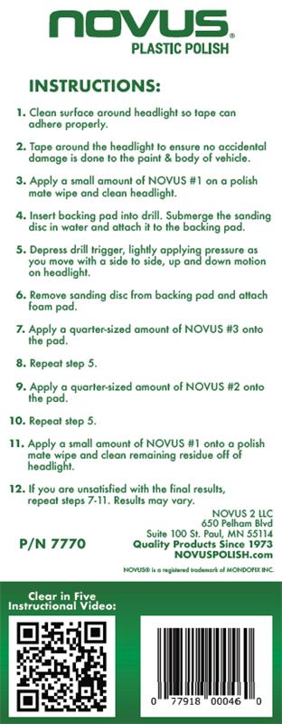 Novus Polishing Kit 8 oz. Novus #1 and #2 with wipes