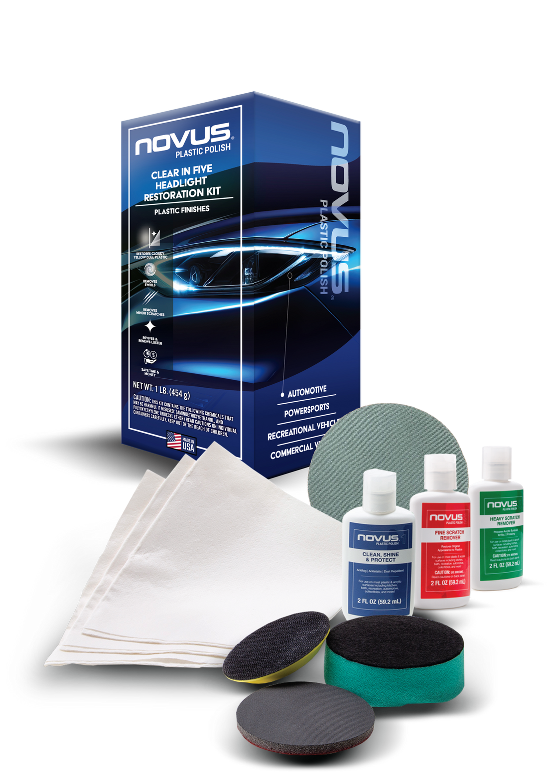 NOVUS Plastic Polish Clear In Five Headlight Restoration Kit novus-plastic-polish-clear-in-five-headlight-restoration-kit