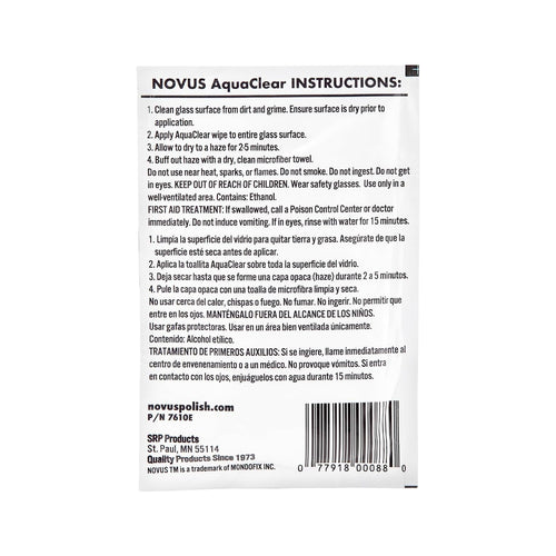 Novus Polish AquaClear - Glass Water Repellent Wipe
