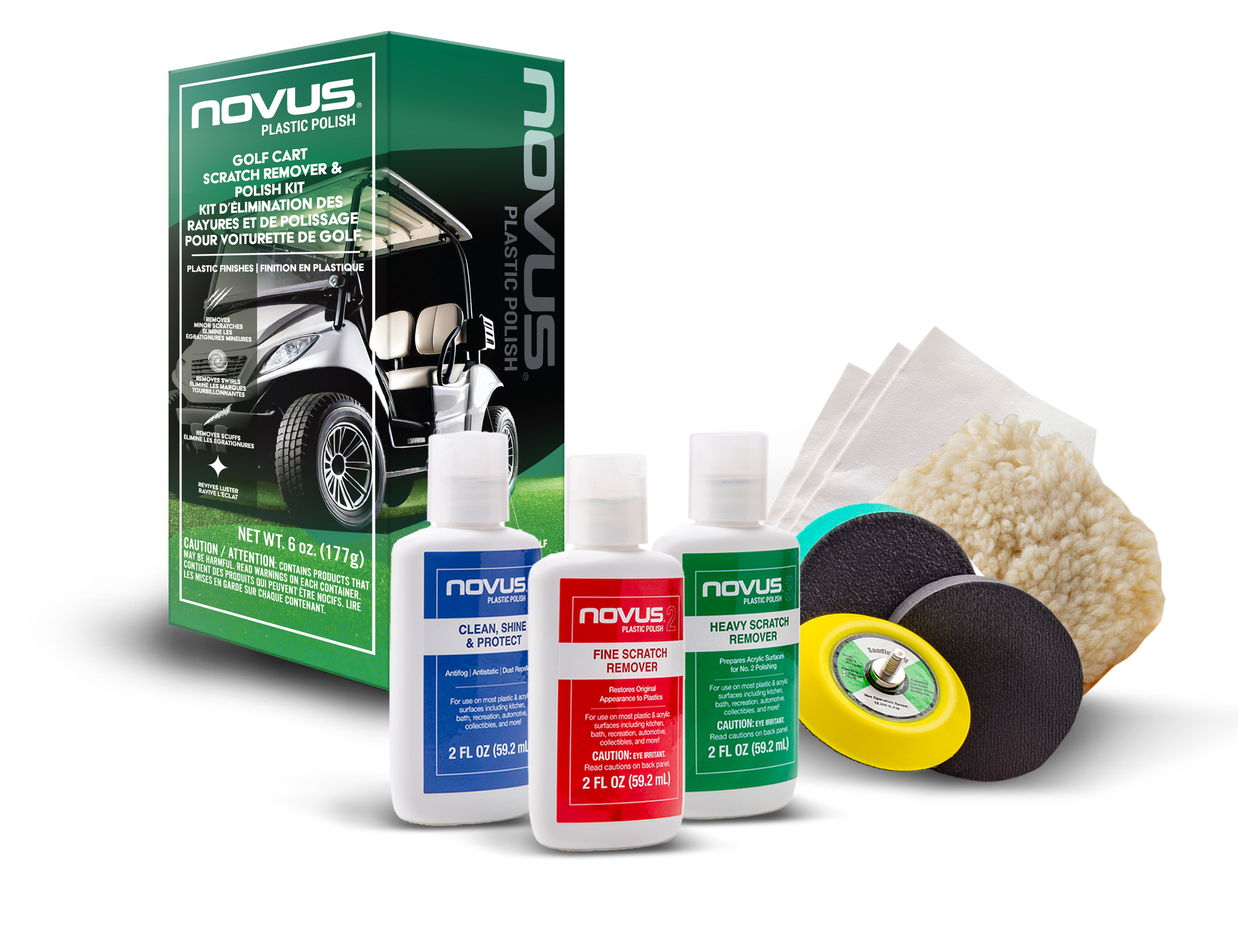 Novus Polish Golf Cart Scratch Remover & Polish Kit - Plastic Surfaces (FR/EN)