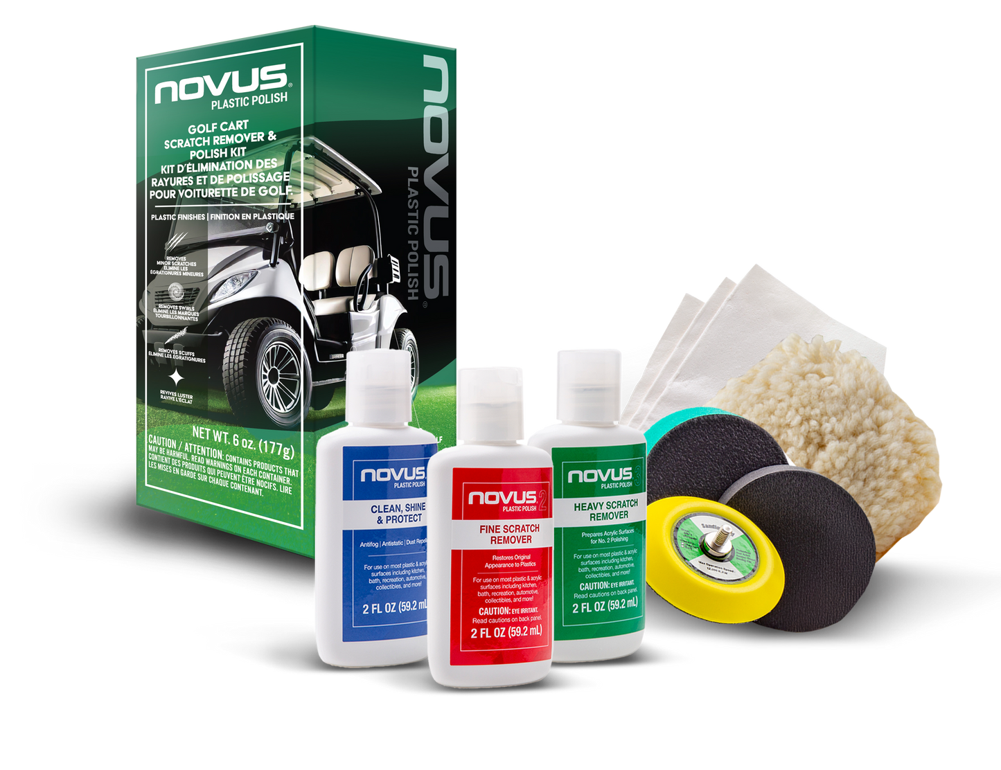 Novus Polish Golf Cart Scratch Remover & Polish Kit - Plastic Surfaces (FR/EN)